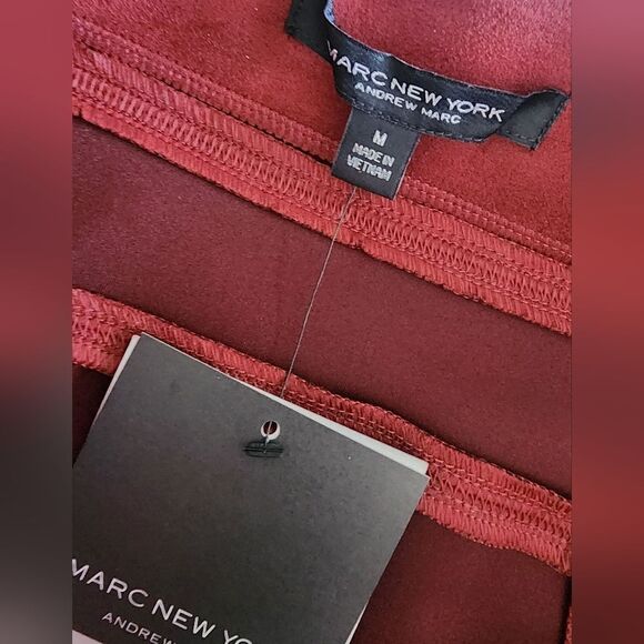 ANDREW MARC faux suede Red Pencil Skirt full control waistband dark Rust Orange - Picture 4 of 10